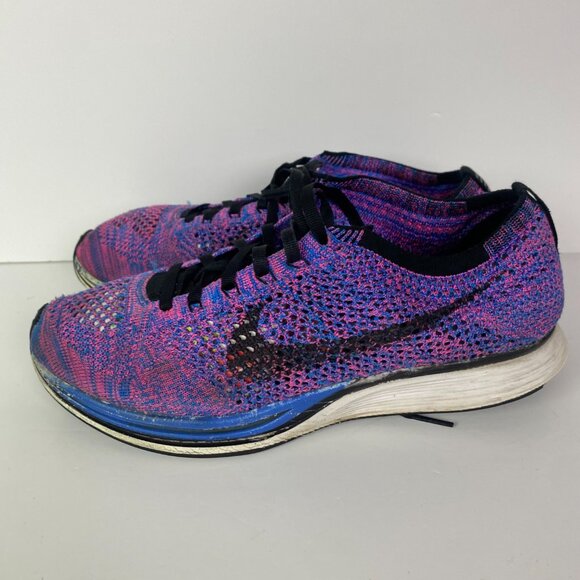 Nike Flyknit Racer Running Shoes Men's 9 Game Royal Pink Flash Purple 526628 400 - Picture 7 of 16
